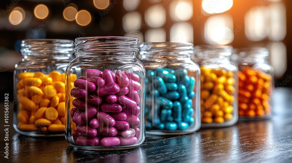Colorful Glass Jars Filled with Candy and Snacks Colorful Glass Jars Filled with Candy and Snacks