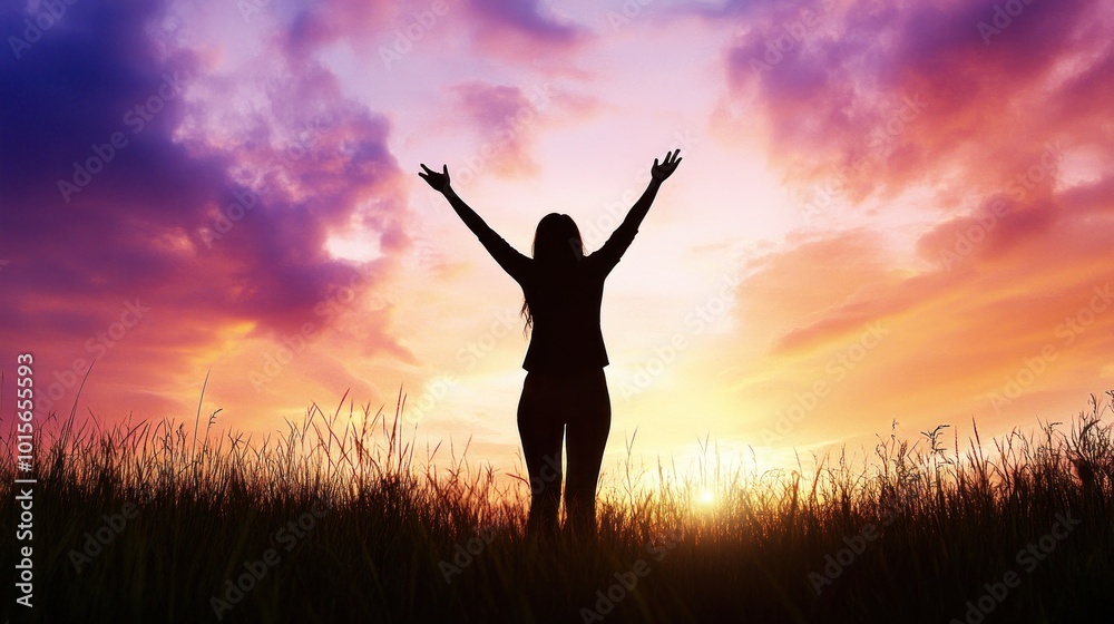 Woman Silhouette at Sunset