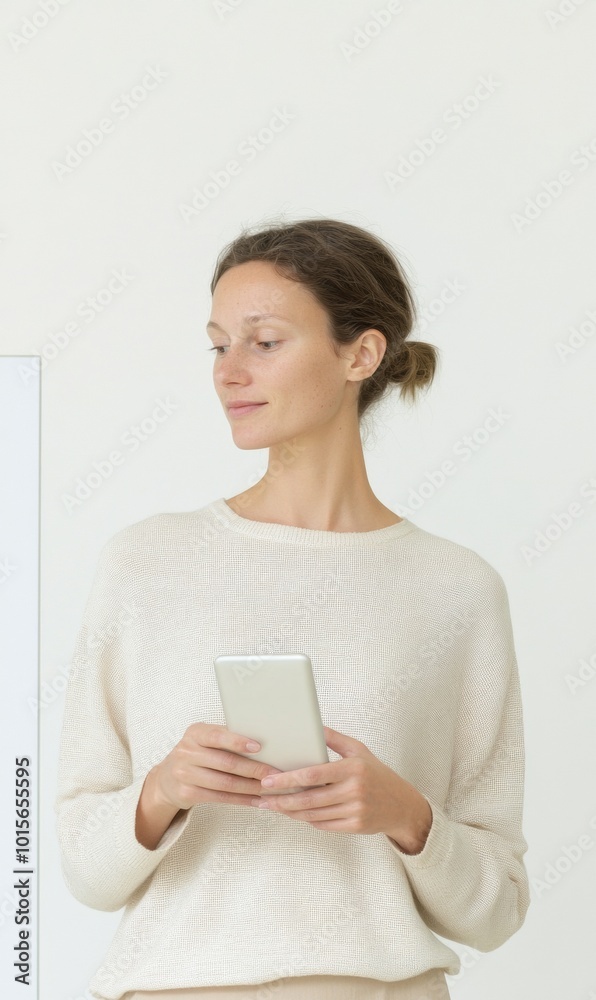 Young Professional Reviewing Digital Health Scan Results During Office Coffee Break