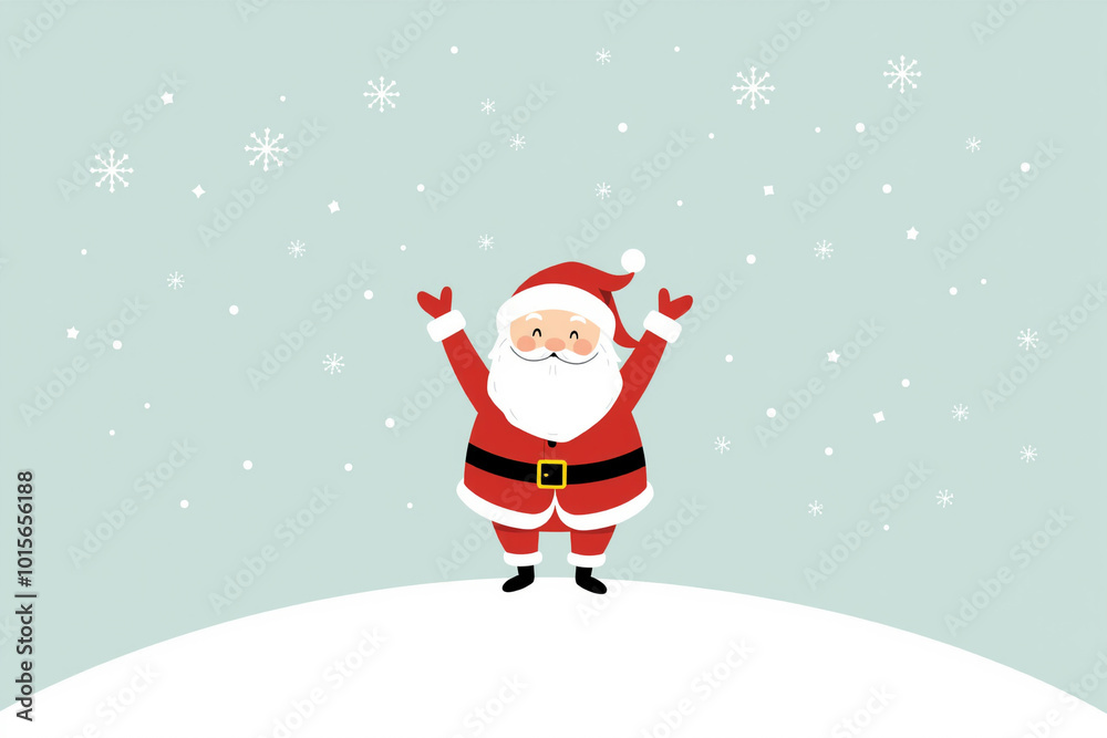 Cheerful Santa Claus in the Snow Illustration.generative AI Cheerful Santa Claus in the Snow Illustration.generative AI