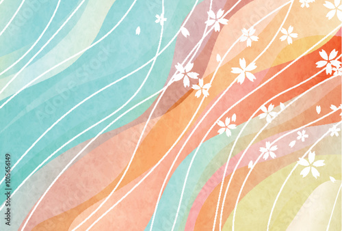 和柄　桜　年賀状　背景	