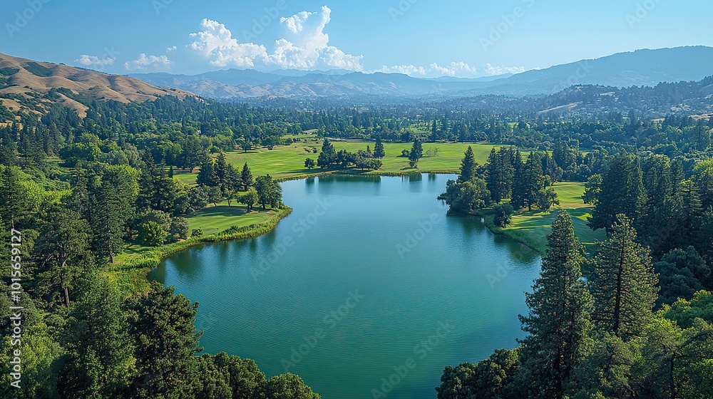 An aerial panorama of Oakland Hills in northern California reveals the diverse landscape of this picturesque region.