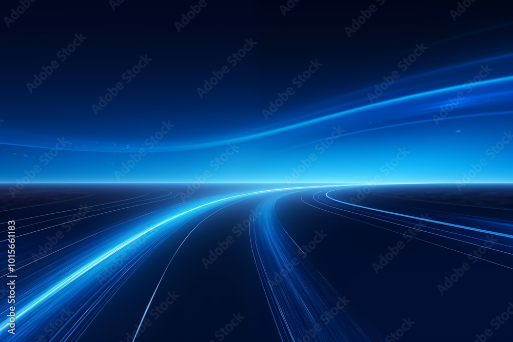 Blue glowing simple flowing abstract arc road background Blue glowing simple flowing abstract arc road background