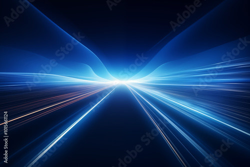 Blue glowing simple flowing abstract arc road background