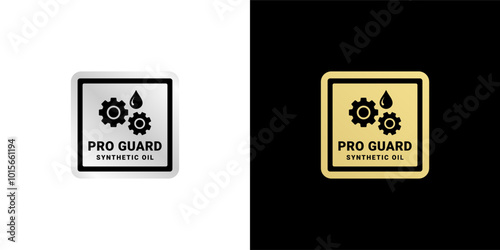 Pro guard label or synthetic oil label for product packaging. Best pro guard oil logo for product packaging design, print, and more about gear oil product.