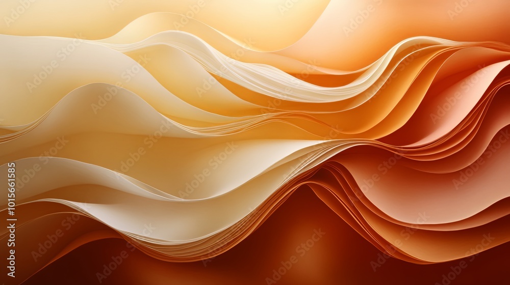 Abstract flowing waves in warm orange and cream tones Abstract flowing waves in warm orange and cream tones