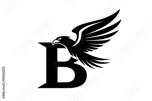 Modern Eagle with 'B' Letter Clean Vector Design photo