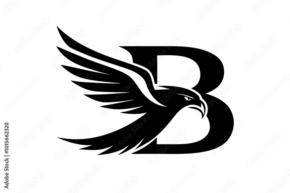 Naklejka premium Modern Eagle with 'B' Letter Clean Vector Design