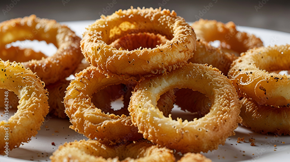 A set of Onion rings isolated white background A set of Onion rings isolated white background