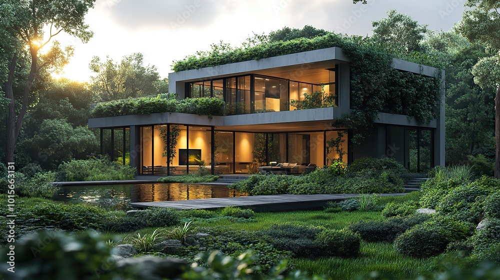 An architect considers sustainable home designs, incorporating natural energy and modern eco-friendly solutions. An architect considers sustainable home designs, incorporating natural energy and modern eco-friendly solutions.