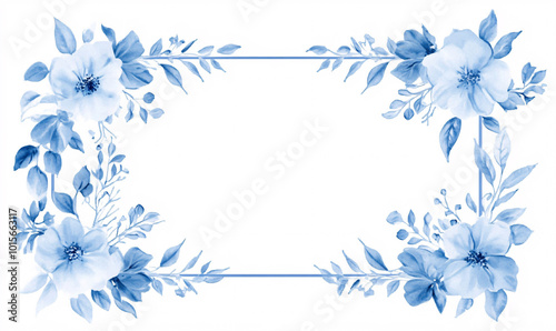 blue floral frame-generative ai