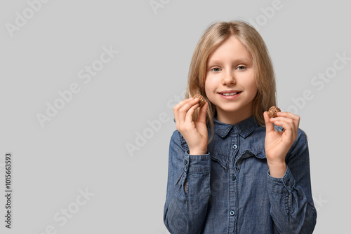 Happy little girl with swee...