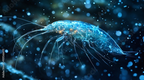 Translucent Amphipod in Deep Sea with Glowing Features photo