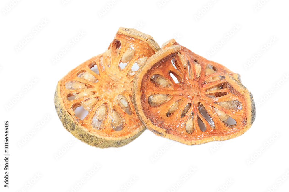 Dry fruit, isolated of dried quince fruit Dry fruit, isolated of dried quince fruit