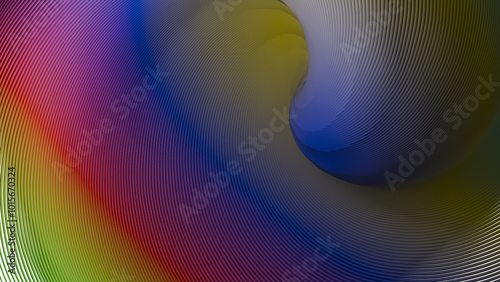 Beautiful rainbow swirl line (3D Rendering)
