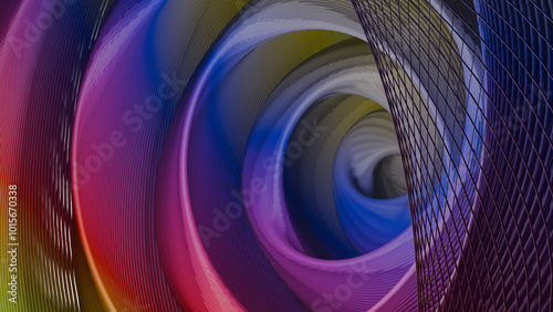 Beautiful rainbow swirl line (3D Rendering)