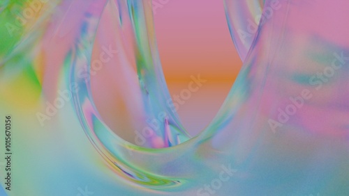 Colorful curve and curl of a crystal texture (3D Rendering)