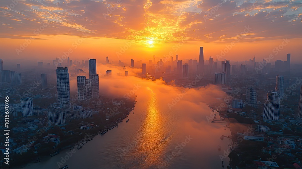 A thick layer of air pollution and dust covers Bangkok, Thailand, in the morning, captured in an aerial drone view of the city’s struggle with air quality. A thick layer of air pollution and dust covers Bangkok, Thailand, in the morning, captured in an aerial drone view of the city’s struggle with air quality.
