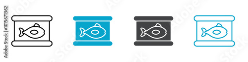 fish can icon set illustration logo