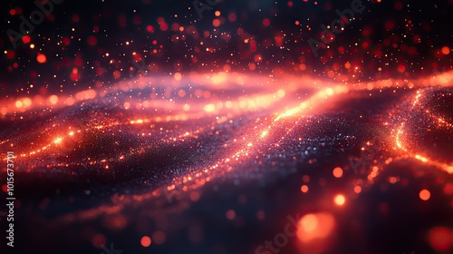 A vibrant red and black technology background featuring diagonal lines and particles, illustrating dynamic digital aesthetics.