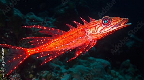 Glowing Red Dragonfish in Deep Ocean Waters photo