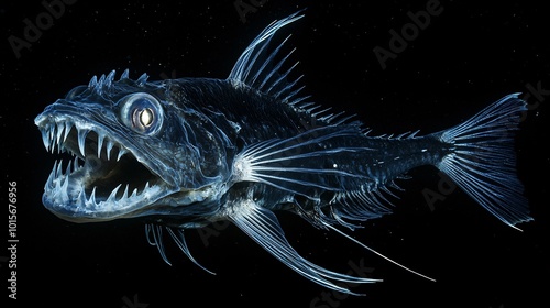 Predatory Fangtooth Fish with Sharp Needle Teeth photo