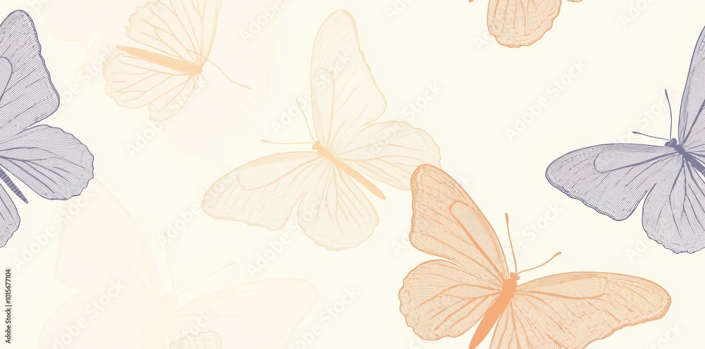 Obraz premium Delicate Watercolor Butterflies in Pastel Hues for a Dreamy and Romantic Atmosphere