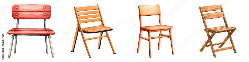 A collection of four chairs showcasing different styles, colors, and designs set against a dark background. A collection of four chairs showcasing different styles, colors, and designs set against a dark background.