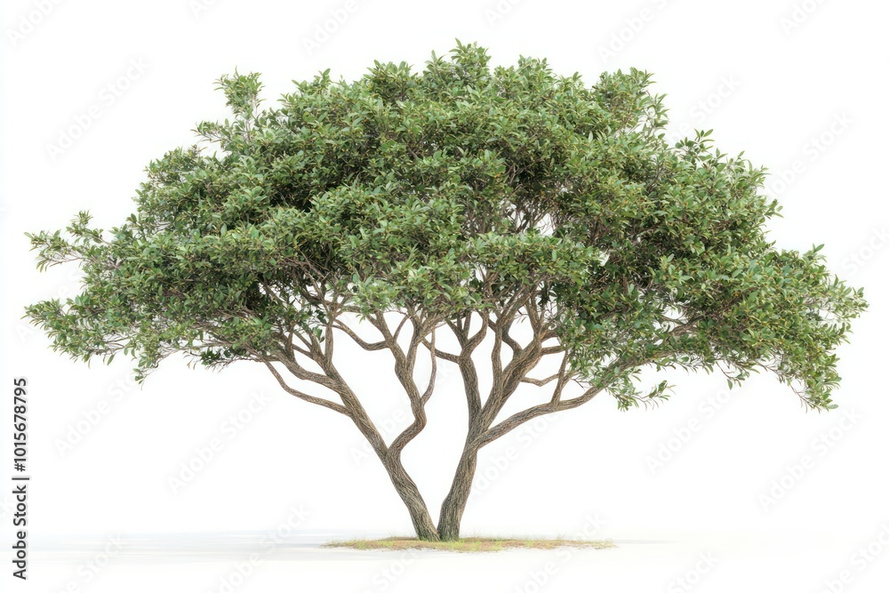 A high-resolution tree, isolated on white, showcasing the fine details of its leaves and texture A high-resolution tree, isolated on white, showcasing the fine details of its leaves and texture