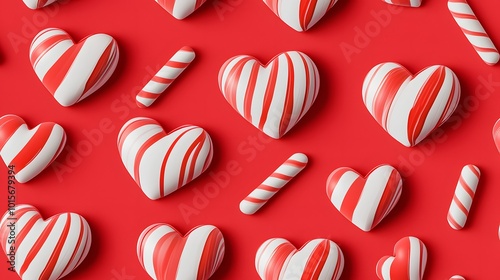 Red and White Candy Cane Hearts Pattern.