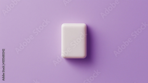 top down view, the image depicts a soap placed in the center of a a soft lavender background