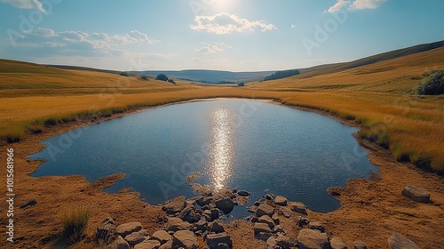 Aerial drone footage of a dried-up reservoir in the UK shows the devastating effects of drought and water shortages on the landscape.