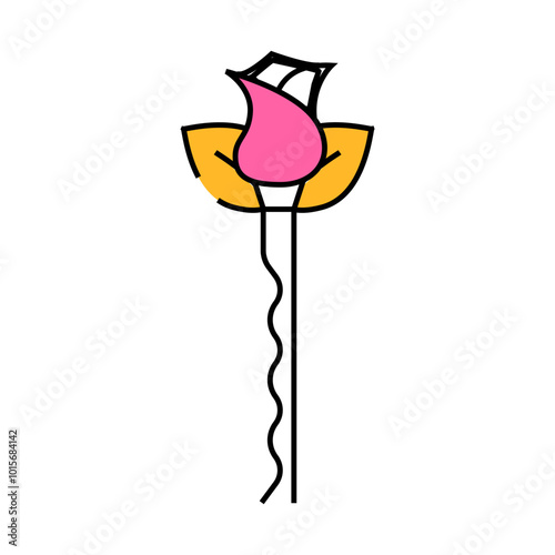 hair pin with rose flower line icon vector. hair pin with rose flower sign. isolated symbol illustration