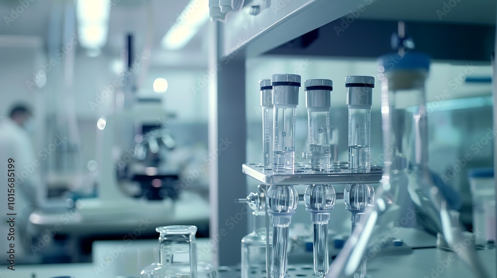 Close-up of precision lab instruments in a sterile lab environment, captured with clarity and focus in high definition Close-up of precision lab instruments in a sterile lab environment, captured with clarity and focus in high definition