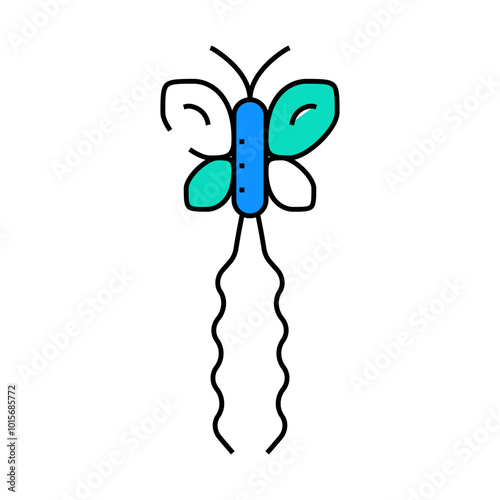 hair pin with butterfly decoration line icon vector. hair pin with butterfly decoration sign. isolated symbol illustration