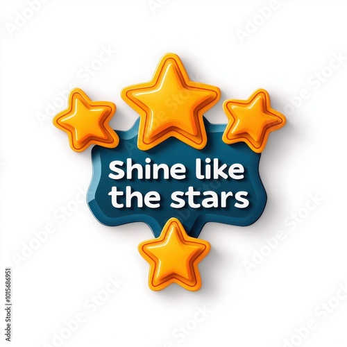 Stylized text 'Shine like the stars' with vibrant stars on a white background.