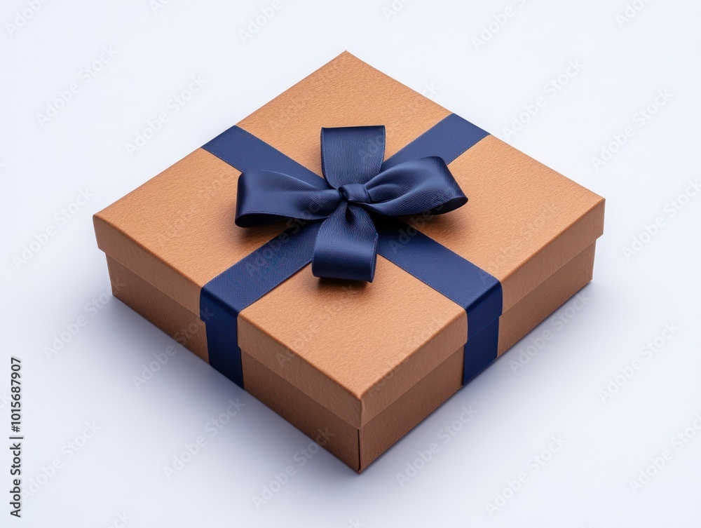 A gift box customized with specific branding, isolated on a plain white background, showing the unique design A gift box customized with specific branding, isolated on a plain white background, showing the unique design