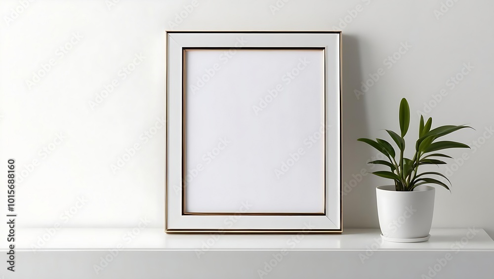 Understated Sophistication: Minimalist Frame Mockup in a Crisp, White Setting Understated Sophistication: Minimalist Frame Mockup in a Crisp, White Setting