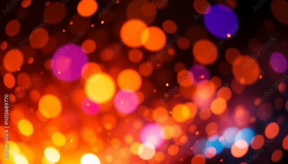 Fototapeta premium Abstract glowing flame drops in electric illumination bokeh style colorful splashes in mid air