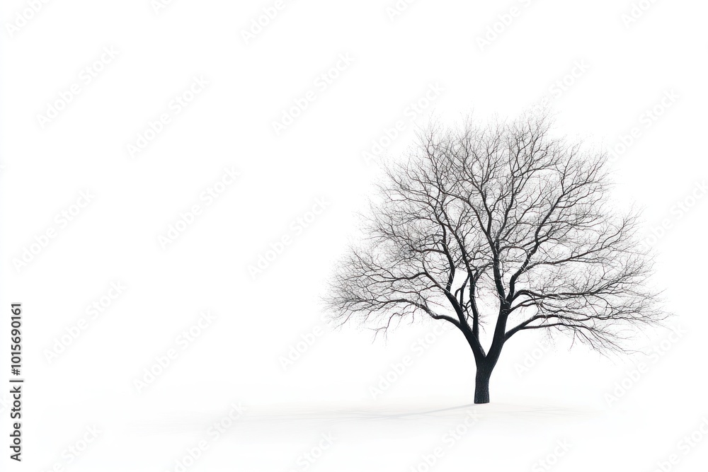 Obraz premium A minimalist representation of a tree, isolated on white, with a clean and modern aesthetic