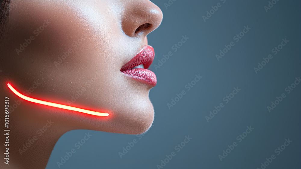 Woman s Face with Red Light Therapy for Skin Rejuvenation Woman s Face with Red Light Therapy for Skin Rejuvenation
