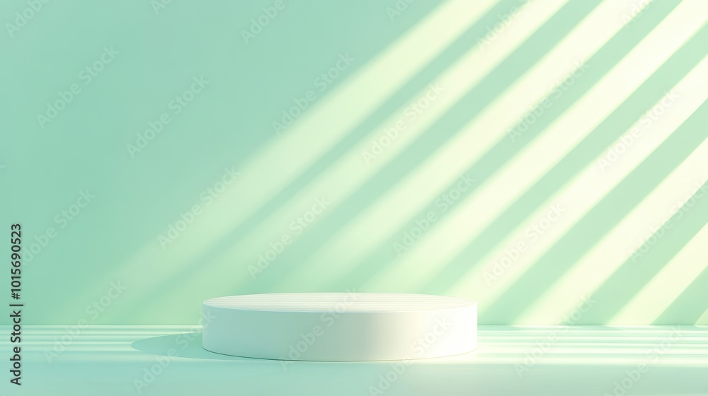 A white pedestal is in a room with a green wall A white pedestal is in a room with a green wall
