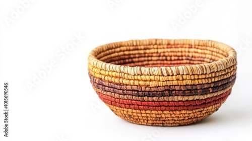 A handwoven basket as a unique handcrafted gift, isolated from background, showcasing artisanal details