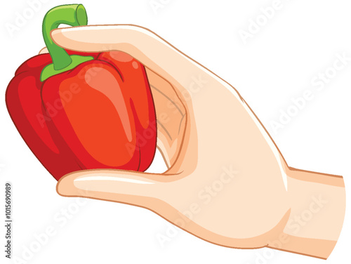 Hand Holding a Red Bell Pepper