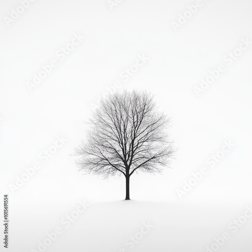 A simple, minimalist tree with clean lines, isolated on a white background, focusing on the elegant shape