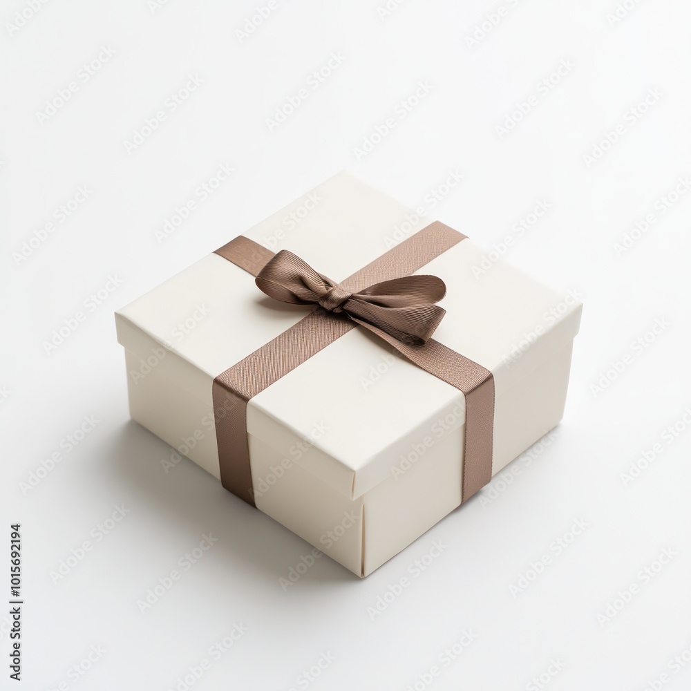 A simple and elegant gift box with minimalist design, isolated on a clean white background A simple and elegant gift box with minimalist design, isolated on a clean white background