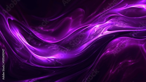 Fluid, swirling purple waves with subtle light reflections create a dynamic and futuristic scene. The flowing, abstract shapes resemble liquid or energy, ideal for backgrounds and modern digital