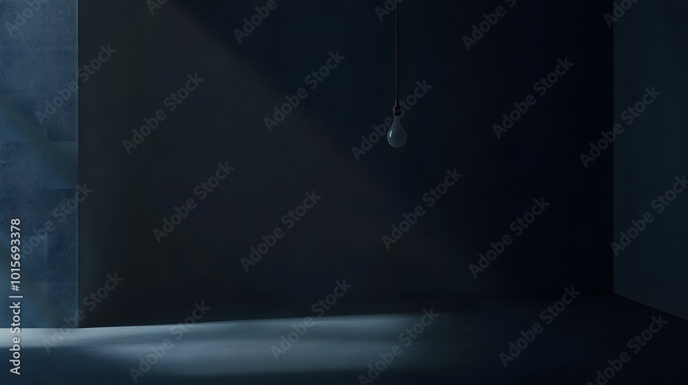 Dark empty room with single flickering light bulb casting long shadows, emphasizing absence of power and eerie atmosphere, minimalist setting with focus on light bulb's glow Dark empty room with single flickering light bulb casting long shadows, emphasizing absence of power and eerie atmosphere, minimalist setting with focus on light bulb's glow