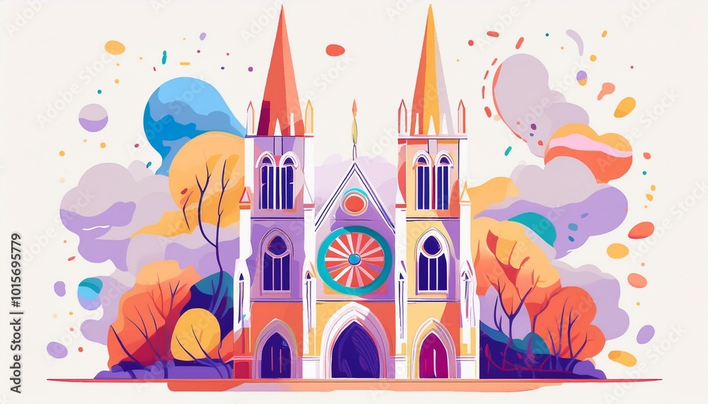 Colorful church illustration Colorful church illustration