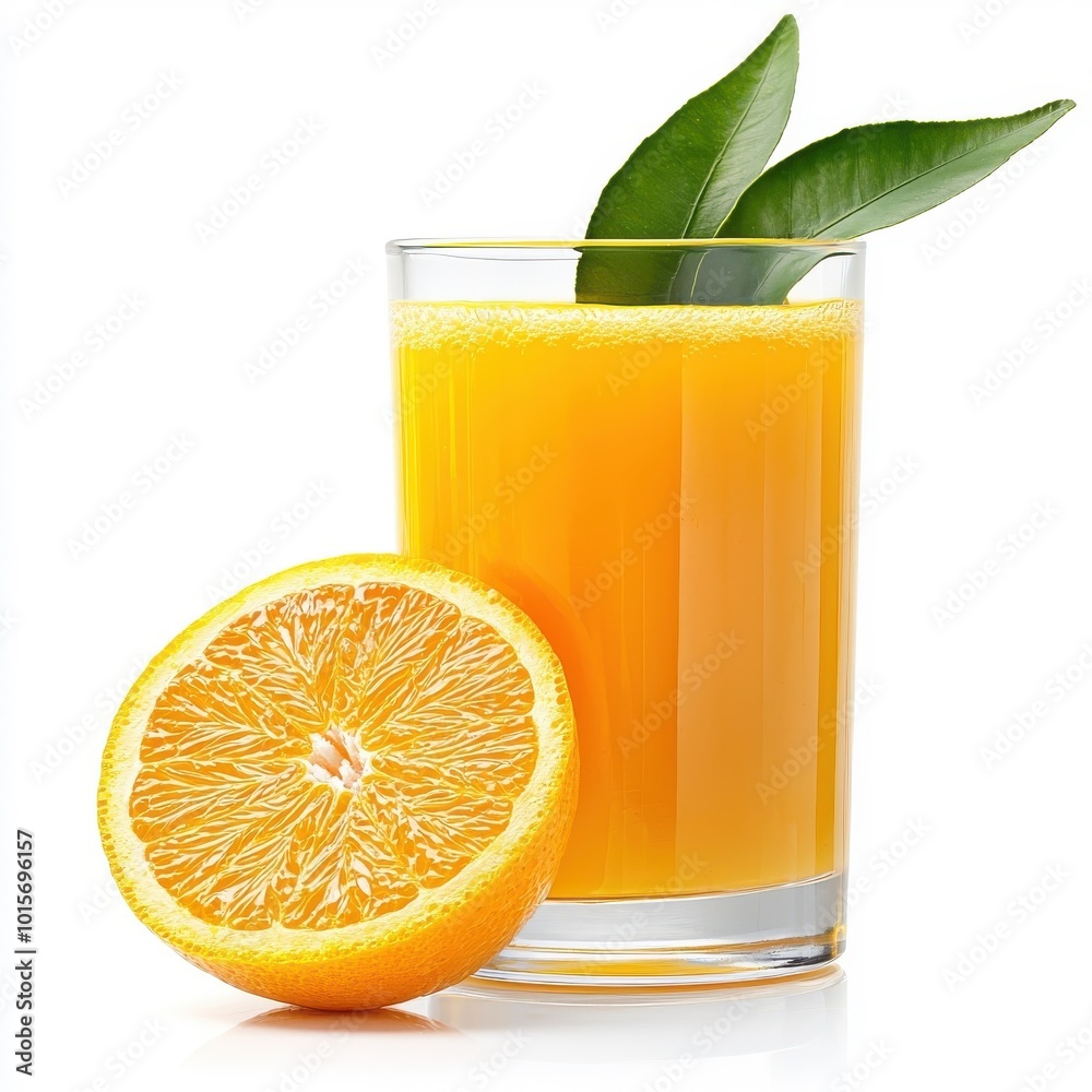 Fresh orange juice, isolated on a clean white background, showcasing the vibrant and zesty flavor of the fruit. Fresh orange juice, isolated on a clean white background, showcasing the vibrant and zesty flavor of the fruit.